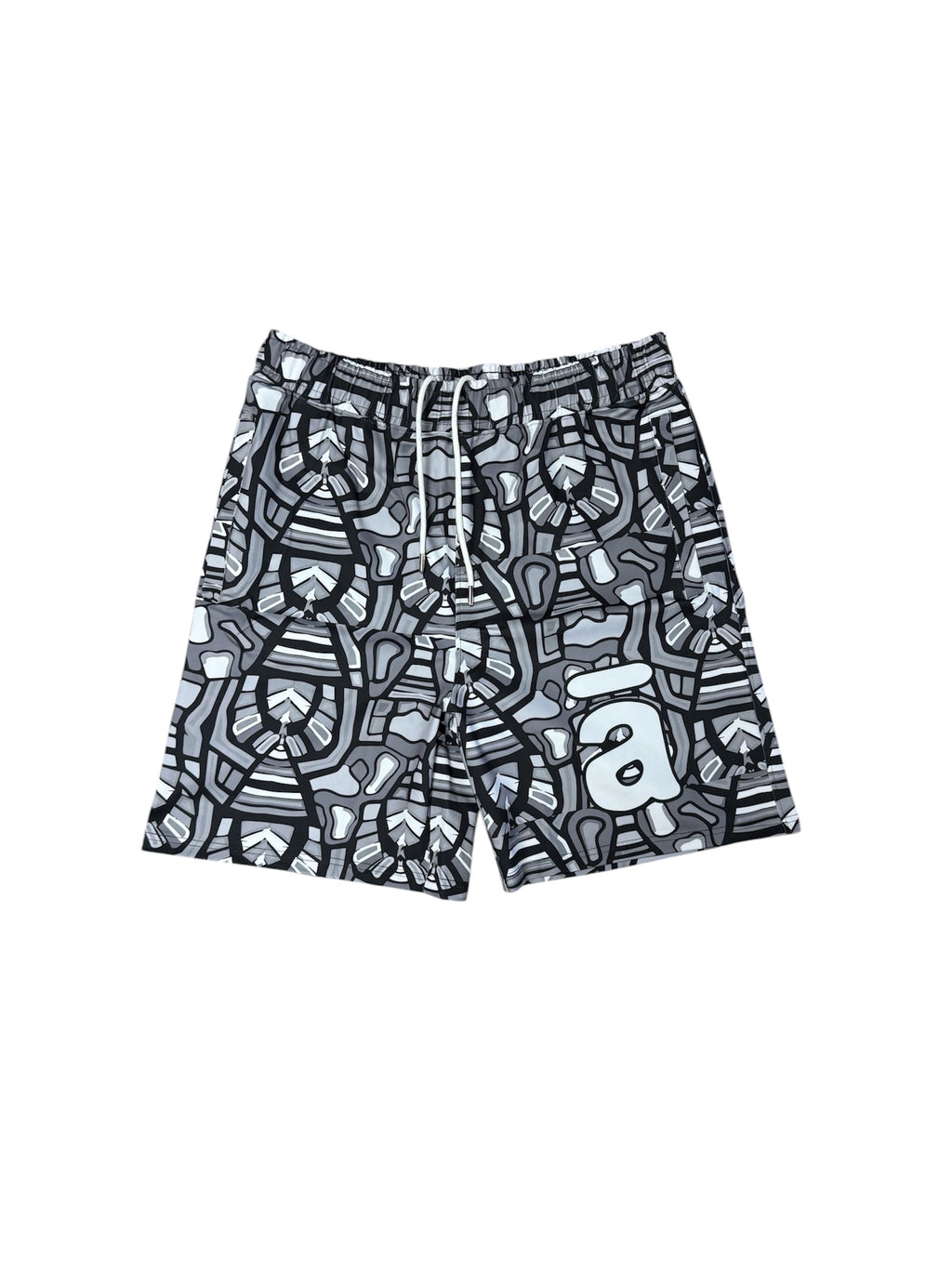 Nylon Black & Grey Zipper Pocket Shorts