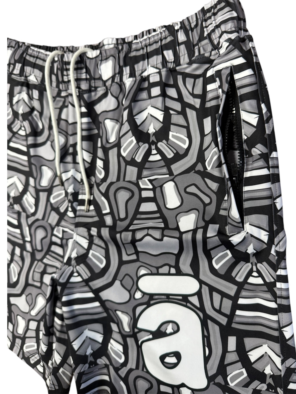 Nylon Black & Grey Zipper Pocket Shorts